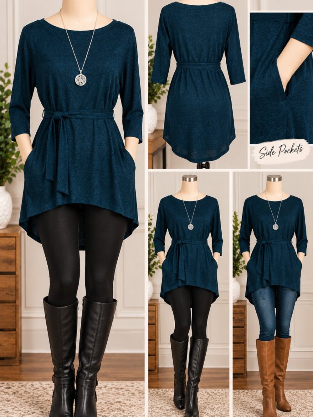 💙 Lane Bryant Teal High-Low Belted Tunic – Size 14/16